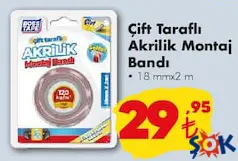 BOSS TAPE ÇİFT TARAFLI AKRİLİK MONTAJ BANDI fiyat ve kampanya bilgisi